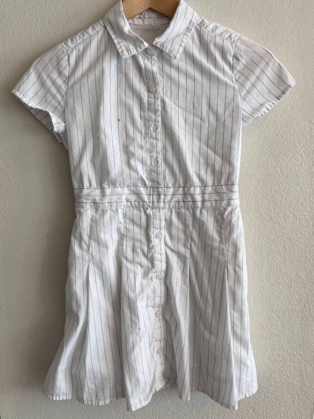 Abercrombie Kids White Pinstripe Shirtdress Girls Size 9/10